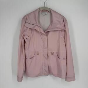 St. John jacket small S pink satin vintage 80s 90s preppy feminine lightweight